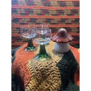 Vintage MCM Set of 3 Cristal D'Arques Durand Water Goblets Roemer Green 4 1/2"